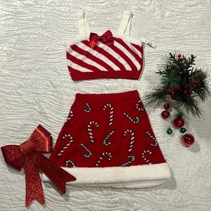 NWT Womens No Boundaries Christmas outfit. Skirt/crop top. Size small.